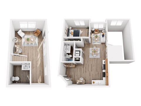 Floor plan for 1 bed, 1 bath, 1034 sqft